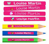 100 Personalised Sticky Labels for Pencils and Ballpoint Pens School Stickers with Name for Marking Items Waterproof Stickers for School and Nursery Dimensions 4.6 x 0.6 cm
