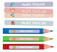 100 Personalised Sticky Labels for Pencils and Ballpoint Pens School Stickers with Name for Marking Items Waterproof Stickers for School and Nursery Dimensions 4.6 x 0.6 cm