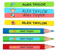100 Personalised Sticky Labels for Pencils and Ballpoint Pens School Stickers with Name for Marking Items Waterproof Stickers for School and Nursery Dimensions 4.6 x 0.6 cm