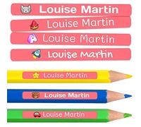 100 Personalised Sticky Labels for Pencils and Ballpoint Pens School Stickers with Name for Marking Items Waterproof Stickers for School and Nursery Dimensions 4.6 x 0.6 cm