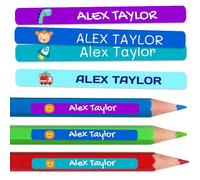 100 Personalised Sticky Labels for Pencils and Ballpoint Pens School Stickers with Name for Marking Items Waterproof Stickers for School and Nursery Dimensions 4.6 x 0.6 cm