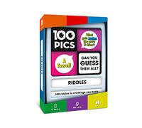 100 PICS Riddles Game - Guess 100 Riddles and Brain Teasers. 50 cards with picture and anagram clues. Game case with moving doors and answer revealer.