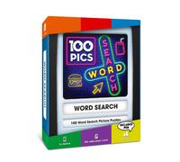 100 PICS Word Search Travel Game - 100 Puzzles with picture clues | 50 wipe clean cards, slide reveal case & pen | Activity, Gift, Stocking Filler | For kids & adults, Age 6+