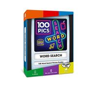 100 PICS Word Search Travel Game - 100 Puzzles with picture clues | 50 wipe clean cards, slide reveal case & pen | Activity, Gift, Stocking Filler | For kids & adults, Age 6+