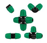 100 Piece 1/4 Inch Drip Irrigation Fittings Kit, Included Lock Barbed Tee Elbow 2 Way Coupling 4 Way Coupling, End Plugs, Anti-Drop Irrigation Sprinkler Valve Parts