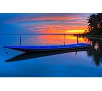 100 Piece 3D Puzzle Natural Beauty,Horizon,Sunset,Coast,Boat,Palm 45.5x35.5CM