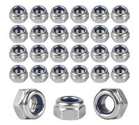 100-Piece A2-304 Stainless Steel Nylock Nuts Kit - M6 (1/4") BS 3692 Metric Lock Washers Set, Vibration-Resistant Nylon Insert Hex Nuts for Automotive & Machinery