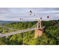 100 Piece Adult Jigsaw Puzzle, Natural Beauty, Hot Air Balloon, UK, Bristol, Clifton Suspension Bridge, Clifton Bridge, Canyon 45.5x35.5CM