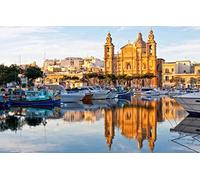 100 Piece Adult Puzzle Malta Valletta Cathedral Harbor Boats 45.5x35.5CM