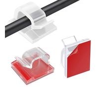 100 Piece Clear Cable Clips Set - Self-Adhesive Wire Clips for Cable Management, with Sticky Cable Hooks, Self-Adhesive Cable Hook, Ideal for Christmas Decorations, Fairy Lights