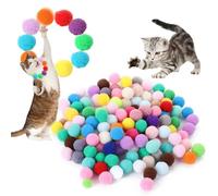 100-Piece Fluffy Cat Ball Set - Interactive Kitten Toy, Soft Plush Balls for Indoor Cats Playful Kittens - Fun Boredom Buster Training Kitten Cat Toys Balls