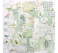 100 Piece Green Junk Journal Kit - Scrapbooking Kit & Ephemera Pack - Vintage Paper Craft Set for Adults, Journaling & DIY Crafts Gift