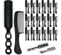 100 Piece Hair Brush Comb Set for Homeless Individuals Packaged - 50 Detangling Brushes & 50 Hair Combs for Women and Men, Ideal for Travel, Hotels, Nursing Facilities and Charity, Black