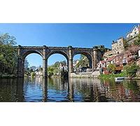 100 Piece Jigsaw Puzzle for Adults and Kids - England Knaresborough Viaduct Harrogate Bridges River Cities - United Kingdom Travel Souvenirs - 45.5x35.5CM
