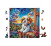 100 Piece Jigsaw Puzzle for Adults Beagle Puppy at The Window 28x28cm High Precision Cut Puzzle Perfect Seamless Fit No Gaps Smooth Assembly Experience Gift