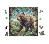 100 Piece Jigsaw Puzzle for Adults Bear in Mountain Forest 28x28cm Premium Cardboard Tight Seamless Fit No Bending Tearing Long Lasting Durable Use Gift