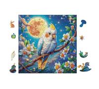 100 Piece Jigsaw Puzzle for Adults Bird on Branch with Moon 28x28cm Stress Relief Anxiety Reduction Puzzle Perfect for Office Workers Daily Unwind After Long Work Hours