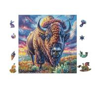 100 Piece Jigsaw Puzzle for Adults Bison Mountain Meadow 28x28cm Framable Home Decor Artwork HD Clear Details Dust-Free Smooth Assembly Experience No Puzzle Dust