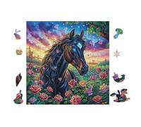 100 Piece Jigsaw Puzzle for Adults Black Horse Galaxy 28x28cm for Dad Stress Relief Challenging Puzzle Perfect for Daily Unwind Hobby Gift