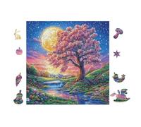 100 Piece Jigsaw Puzzle for Adults Blossoming Tree at Moonlight 28x28cm Christmas Ideal for Indoor Activities Rainy Days Weekends Family Time Together Fun Hobby