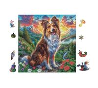 100 Piece Jigsaw Puzzle for Adults Border Collie Flower Garden 28x28cm Intermediate Level Puzzle for Skill Improvement Great for Logical Thinking Training Gift