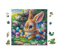 100 Piece Jigsaw Puzzle for Adults Bunny Easter Garden 28x28cm Intermediate Level Puzzle Great for Skill Improvement Logical Reasoning Training Brain Exercise