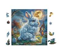 100 Piece Jigsaw Puzzle for Adults Bunny in Moonlight Forest 28x28cm Easy Assembly for Beginners Great for 14+s Teens Improve Hands-On Ability Concentration