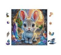 100 Piece Jigsaw Puzzle for Adults Bunny in Moonlight Forest 28x28cm Relaxing Hobby Puzzle Great for Daily Leisure Time Reduce Stress Improve Mood Daily Gift