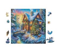 100 Piece Jigsaw Puzzle for Adults Cabin in Winter Forest 28x28cm for Mum Relaxing Hobby Fun Leisure Time Home Wall Decor Artwork Gift