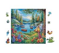 100 Piece Jigsaw Puzzle for Adults Camping by The Lake 28x28cm High Difficulty Puzzle for Advanced Players Great for Skill Training Challenge Yourself Gift