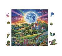 100 Piece Jigsaw Puzzle for Adults Castle Moonlit Valley 28x28cm for Couple Fun Bonding Activity Together Framable Home Wall Decor Gift