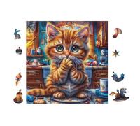 100 Piece Jigsaw Puzzle for Adults Cat 28x28cm Rainy Day Indoor Activity Perfect for 14+s Teens Adults Family Fun Safe No Burrs Material Gift