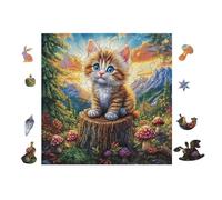 100 Piece Jigsaw Puzzle for Adults Cat in Tree 28x28cm Framable Wall Art for Office Cafe Decor Unique Artistic Display for Commercial Space Decor Gift