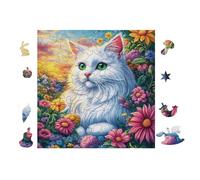100 Piece Jigsaw Puzzle for Adults Cat with Blue Eyes 28x28cm Stress Relief Puzzle for Office Workers Great for After Work Unwind Relaxation Hobby Gift