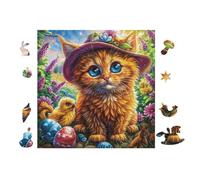 100 Piece Jigsaw Puzzle for Adults Cat with Witch Hat 28x28cm Expert Level Challenging Puzzle Great for Collectors Logical Thinking Skill Improvement Brain Training