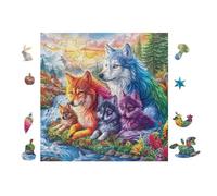100 Piece Jigsaw Puzzle for Adults Cats with Wolves 28x28cm Valentine's Day Gift for Couple Fun Bonding Activity Smooth Assembly Leisure Time Together