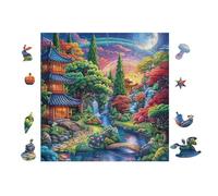 100 Piece Jigsaw Puzzle for Adults Chinese Pagoda Garden 28x28cm Intermediate Level Puzzle for Skill Improvement Great for Logical Thinking Training Gift