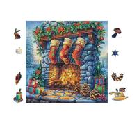 100 Piece Jigsaw Puzzle for Adults Christmas Stockings Fireplace 28x28cm Artistic Pattern Puzzle Ideal for Art Lovers Home Wall Decoration Collectible Artwork Display Gift