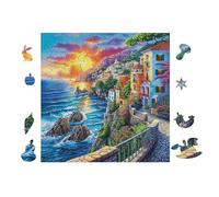 100 Piece Jigsaw Puzzle for Adults Coastal Village 28x28cm Framable Wall Art for Office Cafe Decor Unique Artistic Display for Commercial Space Decor Gift
