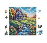 100 Piece Jigsaw Puzzle for Adults Cottage by The Stream 28x28cm Intermediate Level Puzzle Great for Skill Improvement Logical Reasoning Training Brain Exercise