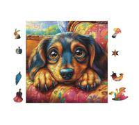 100 Piece Jigsaw Puzzle for Adults Dachshund Puppy 28x28cm Expert Level Challenging Puzzle Great for Collectors Logical Thinking Skill Improvement Brain Training