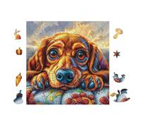 100 Piece Jigsaw Puzzle for Adults Dachshund Puppy 28x28cm Intermediate Level Puzzle Great for Skill Improvement Logical Reasoning Training Brain Exercise