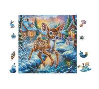 100 Piece Jigsaw Puzzle for Adults Deer in Magical Forest 28x28cm Winter Holiday Indoor Activity Perfect for Cold Days Family Time Together Fun Hobby Gift