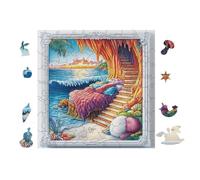 100 Piece Jigsaw Puzzle for Adults Doorway to Tropical Beach Scene 28x28cm Rainy Day Indoor Activity Perfect for 14+s Teens Adults Family Fun Safe No Burrs Material Gift