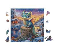 100 Piece Jigsaw Puzzle for Adults Dragon on Tree Stump 28x28cm Beginner Friendly Smooth Assembly Great for Daily Relaxation Brain Exercise Hand-Eye Coordination