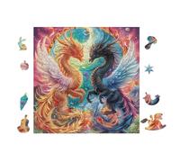 100 Piece Jigsaw Puzzle for Adults Dragon Phoenix 28x28cm Rainy Day Indoor Activity Perfect for 14+s Teens Adults Family Fun Safe No Burrs Material Gift
