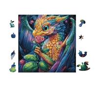 100 Piece Jigsaw Puzzle for Adults Dragon with Flower 28x28cm Stress Relief Anxiety Reduction Puzzle Perfect for Office Workers Daily Unwind After Long Work Hours