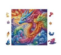 100 Piece Jigsaw Puzzle for Adults Dragon with Rainbow Wings 28x28cm Easy Assembly for Beginners Great for 14+s Teens Improve Hands-On Ability Concentration