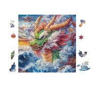 100 Piece Jigsaw Puzzle for Adults Dragon with Rainbow Wings 28x28cm Easy Assembly for Beginners Great for 14+s Teens Improve Hands-On Ability Concentration