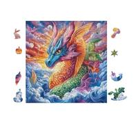 100 Piece Jigsaw Puzzle for Adults Dragon with Rainbow Wings 28x28cm Easy Assembly for Beginners Great for 14+s Teens Improve Hands-On Ability Concentration